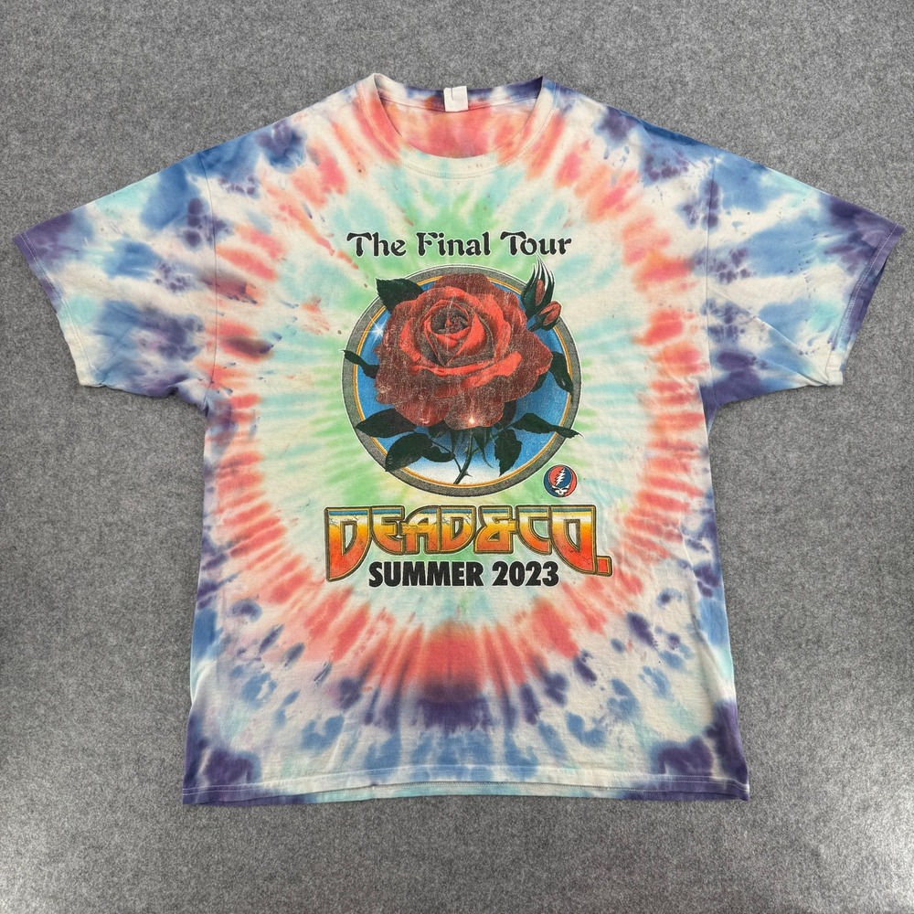 Dead & Company 2023 Final Tour Concert Event Tie Dye Rose Shirt Large